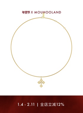 Mouhooland暮后之地蕾丝系列蕾丝镂空十字架项链锁骨链国潮配饰
