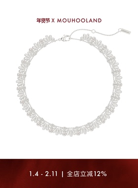 Mouhooland/暮后之地蕾丝编织花朵项链情侣珍珠锁骨链小众设计