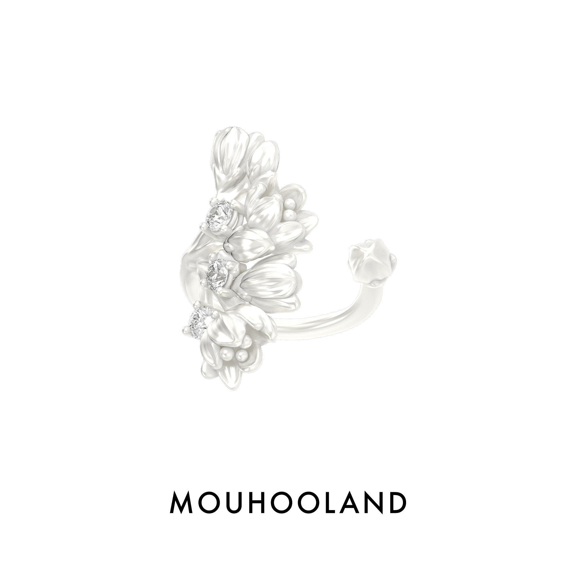 Mouhooland/暮后之地新艺术系列花束开口戒指时尚情侣指环食指戒