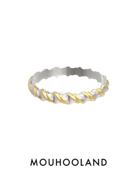 Mouhooland/暮后之地赵昭仪同款浪花金边戒指小众设计925银18K金