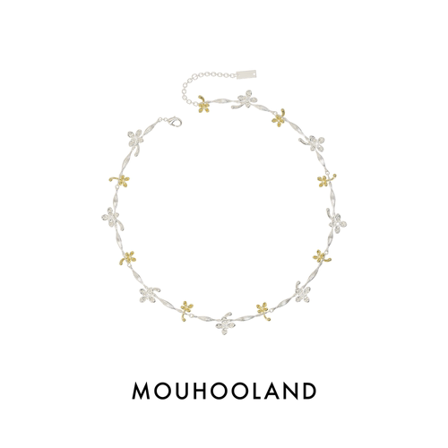 Mouhooland/暮后之地夏夜诗篇系列金银繁花项链小众设计锁骨链ins