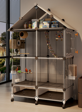 鸟笼鹦鹉笼子家用豪华新型别墅虎皮牡丹玄凤专用防溅观赏笼