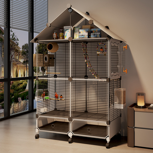 鸟笼鹦鹉笼子家用豪华新型别墅虎皮牡丹玄凤专用防溅观赏笼