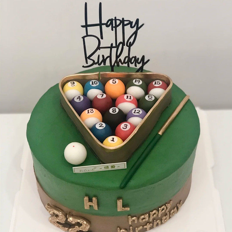 网红小红书同款男生软陶台球斯诺克生日蛋糕摆件桌面蛋糕装饰摆件