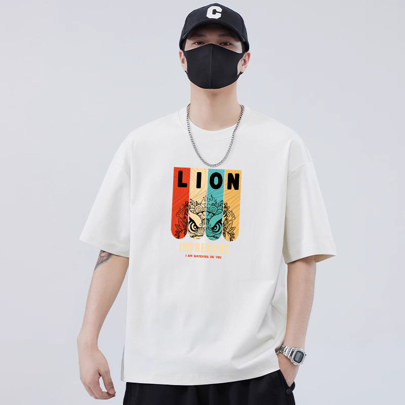 夏季新款重磅250G短袖宽松圆领t恤男士t恤潮牌半袖韩版体恤打底衫