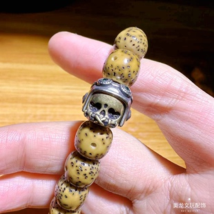 飞行员阿呆顶珠腰珠，文玩配饰，手串单圈顶珠腰珠，文玩阿呆头盔