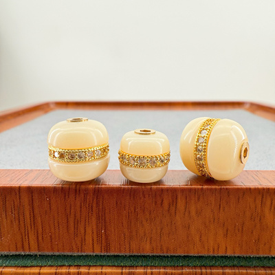 雪巴白琉璃满钻汉堡珠顶珠腰珠diy文玩配饰百香籽星月菩提猴头金