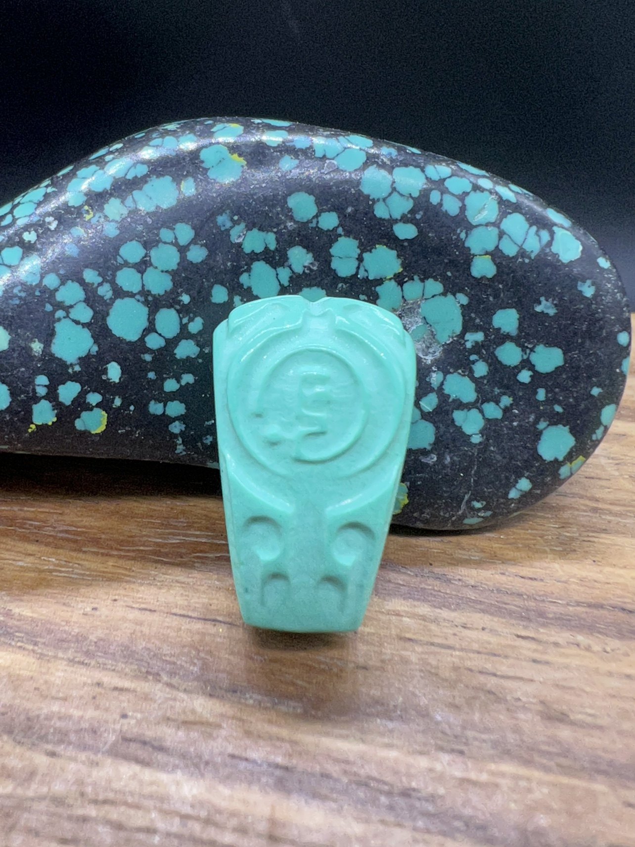 绿松石博古纹三通，蒙松石精工雕刻，文玩配饰，盘玩变色泡油玉化,饰品/流行首饰/时尚饰品新,DIY配件,淘宝优惠券,粉丝福利购,淘宝优惠卷