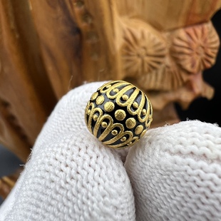 925银镀金苏醒同款，格桑花，扭纹凯旋珠老型顶珠腰珠，文玩配饰