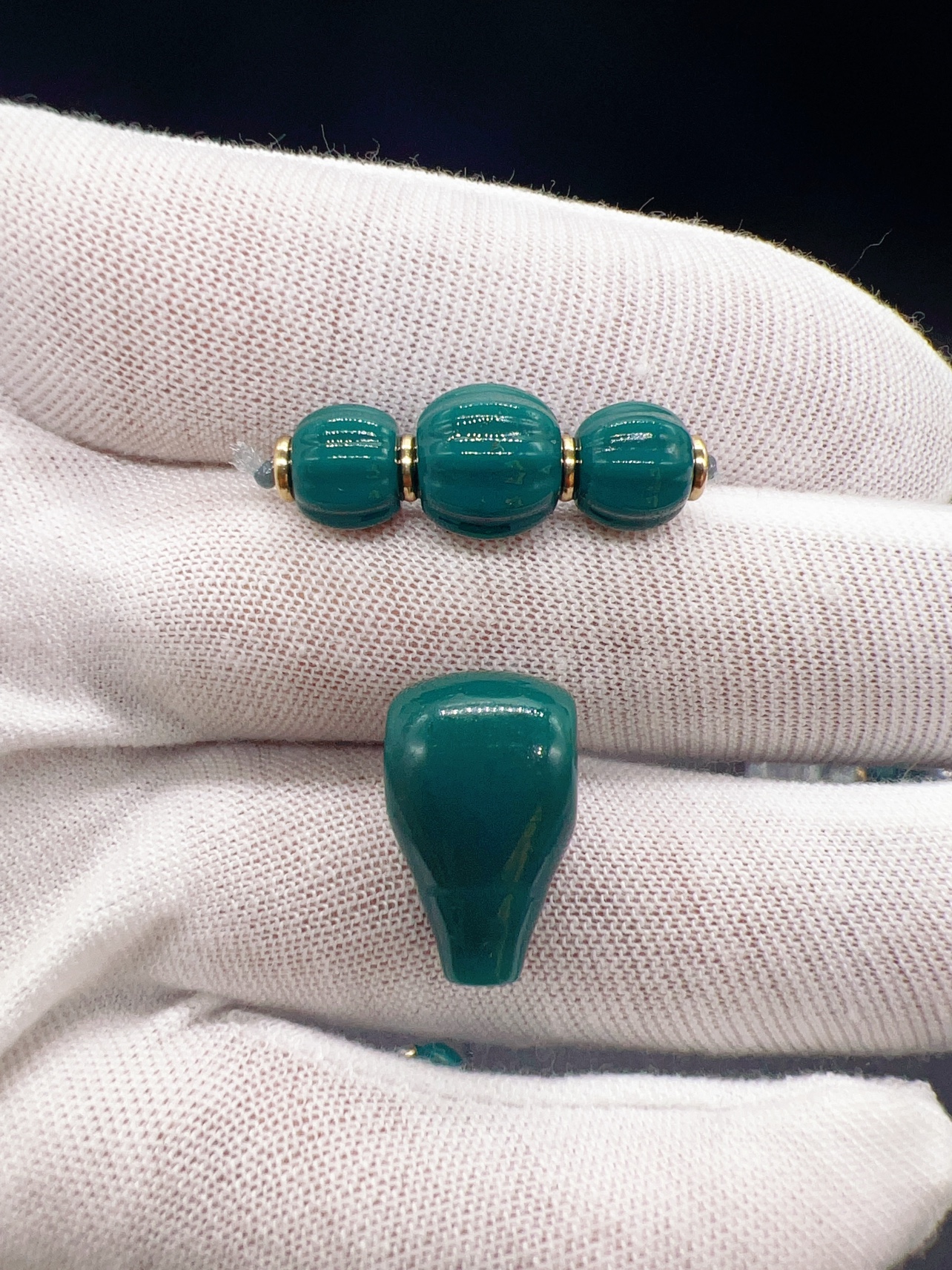 雪巴琉璃瓜珠套装diy文玩配饰文玩套装四件套顶珠腰珠三通星月百