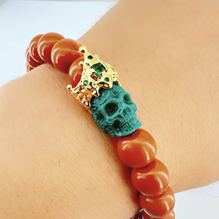 玉化绿松石刺骨骷髅皇冠卡扣卡环科技松DIY文玩配饰百香星月菩提