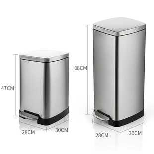 新款直销20L30L不锈钢垃圾桶厨房大容量商用酒店脚踏收纳桶8