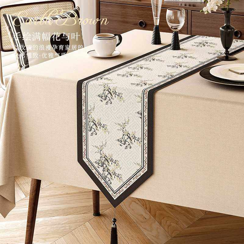 新款直销国风桌旗轻奢高级感餐边柜长条盖布茶席装饰餐桌茶台垫布,居家布艺,桌旗,淘宝优惠券,粉丝福利购,淘宝优惠卷