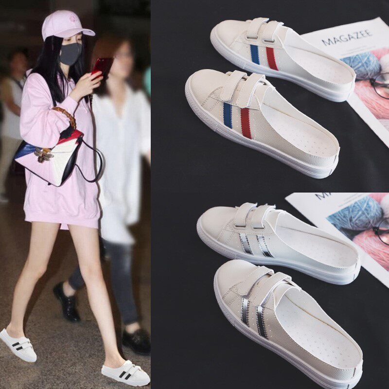 2019新款包头半拖鞋女百搭夏季平底浅口小白鞋无后跟一脚蹬懒人鞋|msdalam kategori Kasut wanita, kasut kanvas - dari Buy2taobao.com untuk memberikan perkhidmatan ejen Taobao profesional membeli