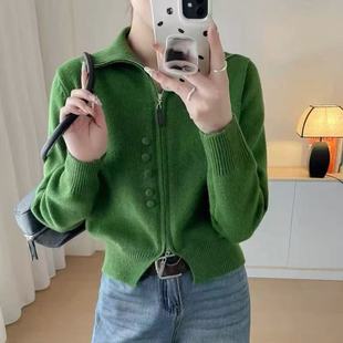 双头拉链高领针织开衫 新款 x901 设计师版