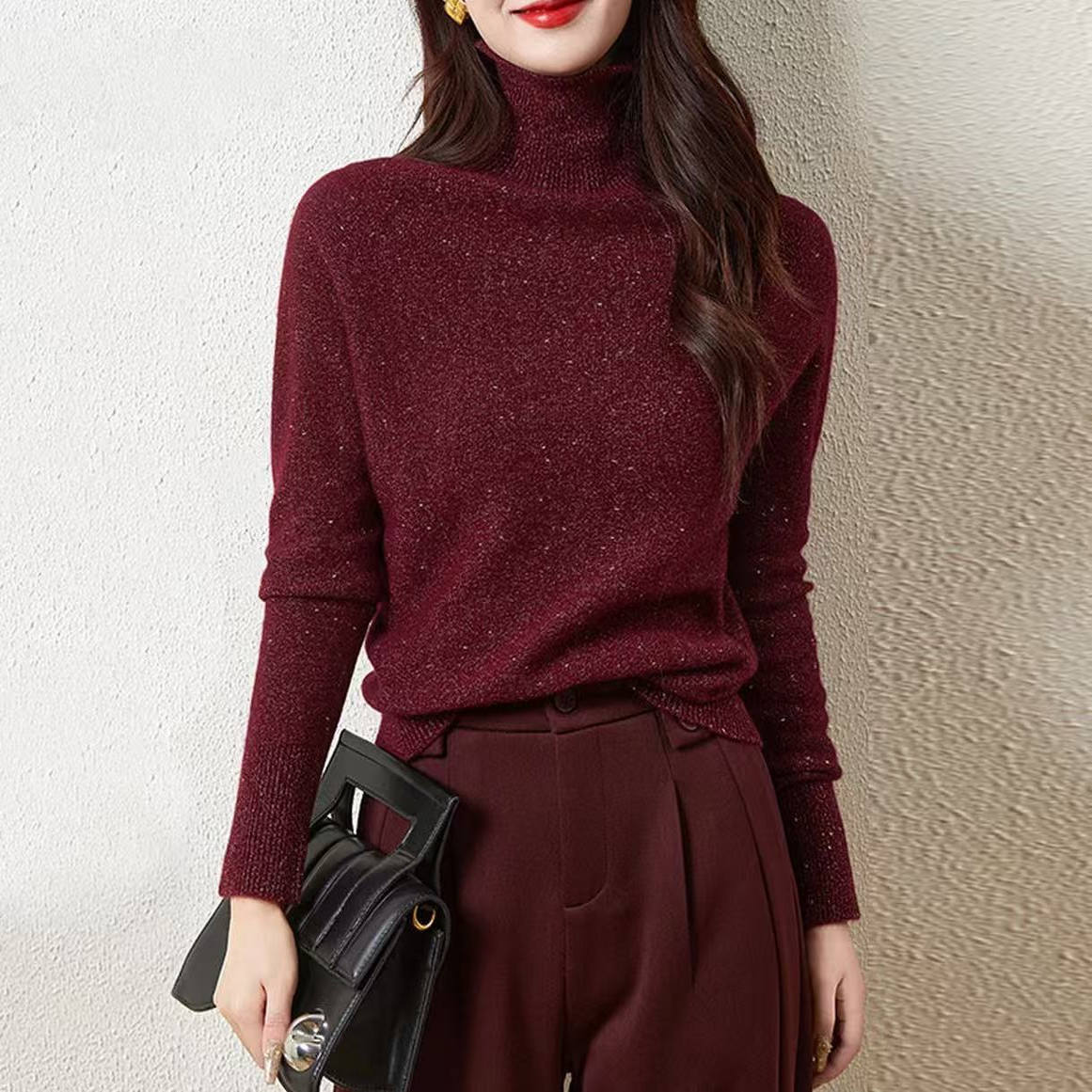 【满天星高领】新款满天星高领软糯简约针织套头衫x449