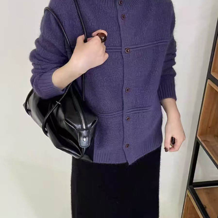 【简约翻领】新款简约高领可翻领洋气百搭针织开衫x556