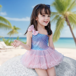 裙连体游泳衣 速干套装 美人鱼泳衣夏季 可爱女童公主小女孩宝宝泳装