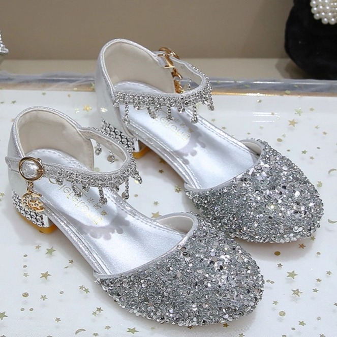 女童走秀闪钻水晶鞋礼服裙