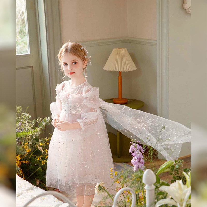 胖女童高级罗丽塔公主裙生日演奏中大儿童纱裙女孩长袖连衣裙春装