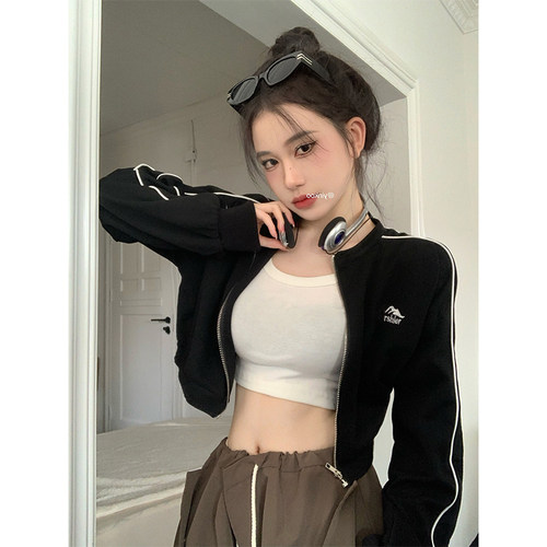 黑色薄款长袖运动外套女