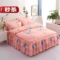 Váy ngủ z-bed bed bốn mảnh màu hồng Hàn Quốc đám cưới mơ mộng retro cô gái che phủ giường tăng - Váy Petti váy giường đẹp	