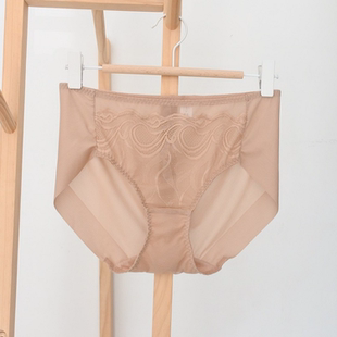 高端拼蕾丝奢华肤色绵软丝滑中腰包臀无痕三角裤 韩单纯元 包邮 满59