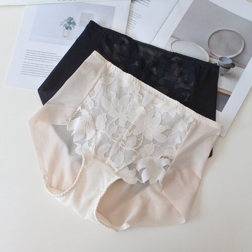 满59包邮韩单纯元藏青色中高腰包臀无痕舒适亲肤女款大码三角裤