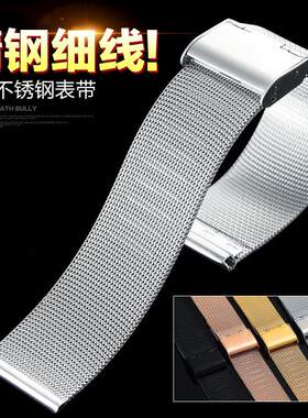 手表带薄款不锈钢网带米兰尼斯网链04线单扣8mm10mm-24m现货