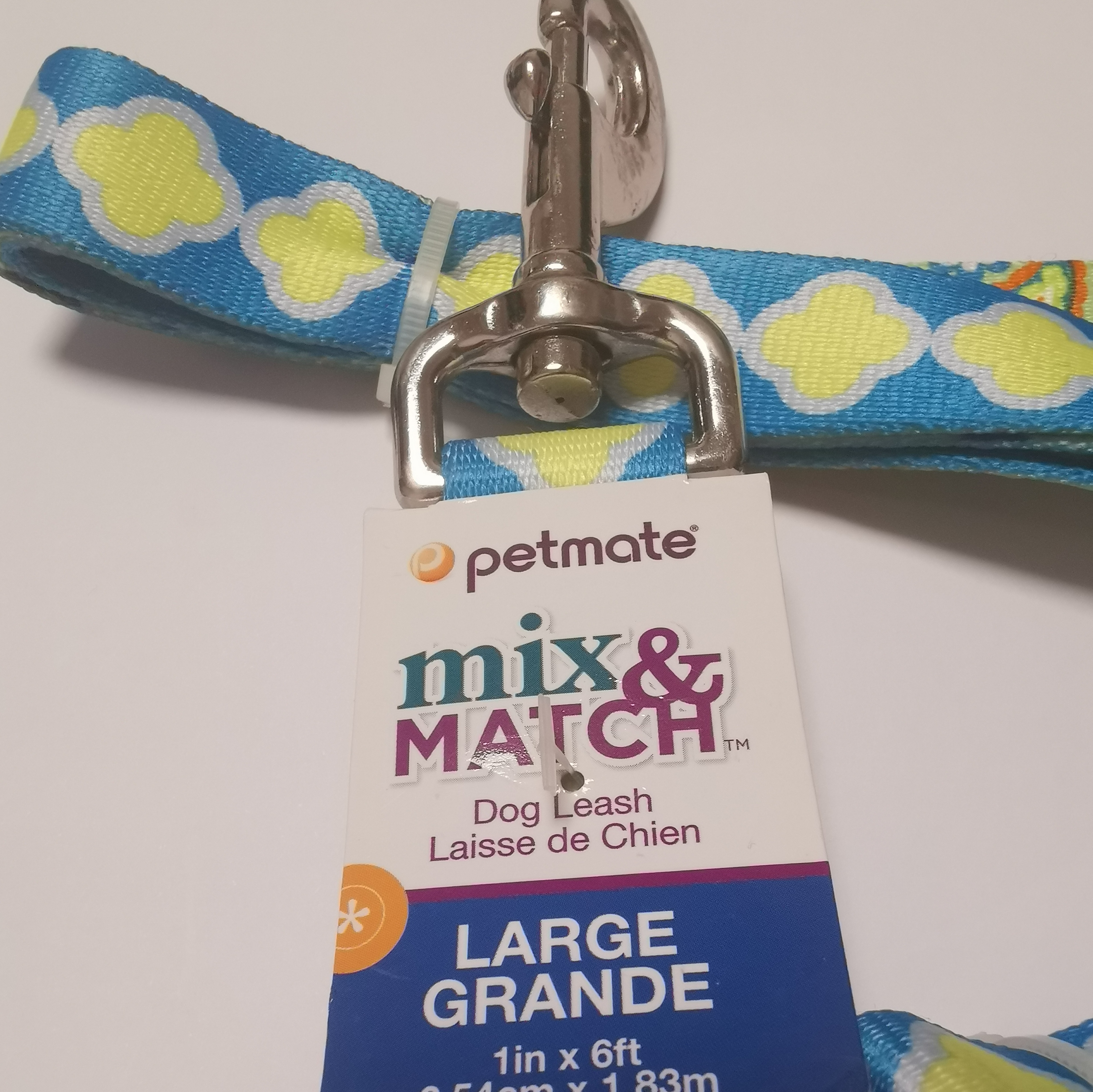 Petmate Mix Match 宠物牵引绳/蓝底配黄绿花纹(2.54cm*1.83m)