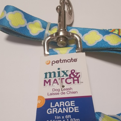 Petmate Mix Match 宠物牵引绳/蓝底配黄绿花纹（2.54cm*1.83m）
