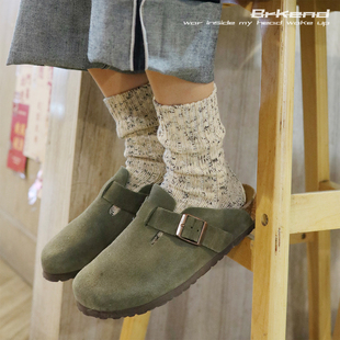 Brkend日杂棉并线袜子女秋冬中筒堆堆袜加厚粗毛线中筒袜情侣长袜