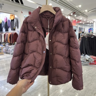 气质中老年保暖外套 新款 年轻妈妈装 立领宽松50白鸭绒羽绒服冬季