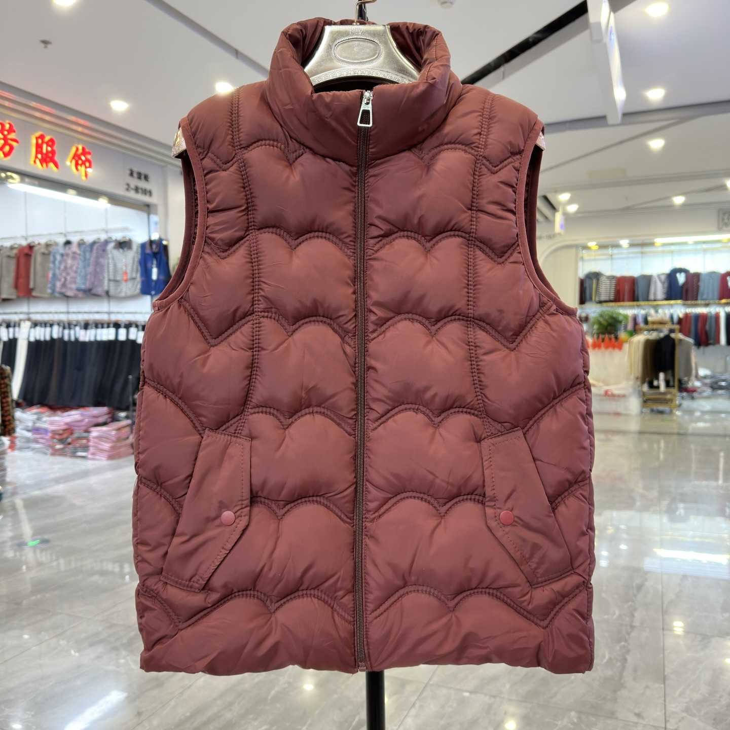 年轻妈妈装立领拉链羽绒棉马甲