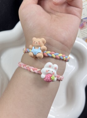 情侣闺蜜皮筋树脂可爱手绳2用