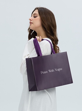 订制logo纸袋包装袋深紫色购物袋服装店定制手提袋女装店购物袋子