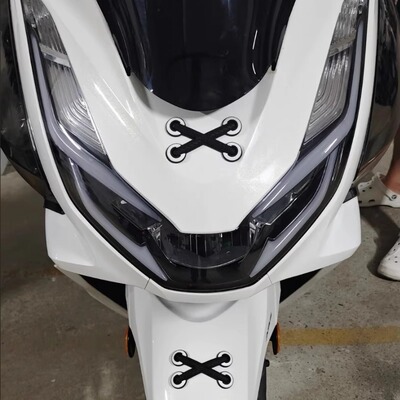 适用于PCX160摩托车立体橡胶XX鞋带仿真贴3D软胶划痕遮挡装饰贴纸