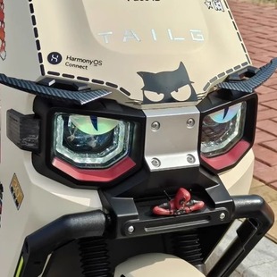 适用台铃超能S苍穹电动车头死侍摆件装 定风翼夜光眼睛贴纸 饰改装