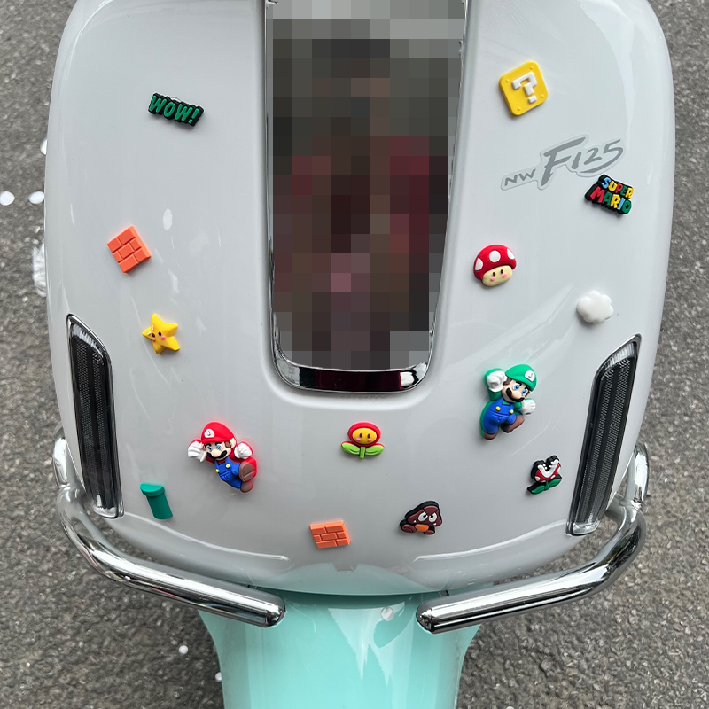适用于本田NWF125马里奥改装3D立体贴纸超级玛丽车头软胶diy装饰