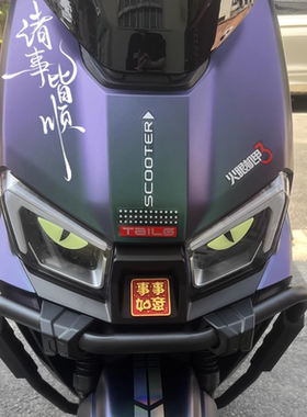 适用台铃封神电动车改装配件饰品车头反光装饰贴纸眉毛恶魔眼睛贴