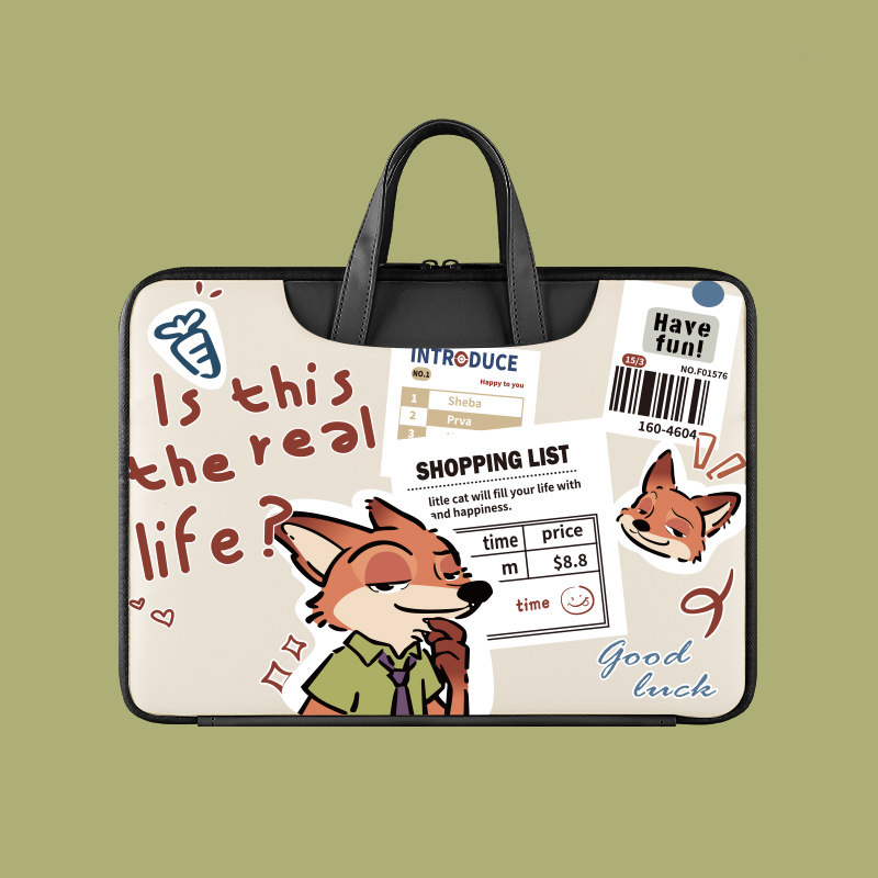 疯狂动物城2好看的笔记本电脑包手提适用于苹果macbook13.3联想air14女15.6ins15华为mac13寸pro16戴尔padpro