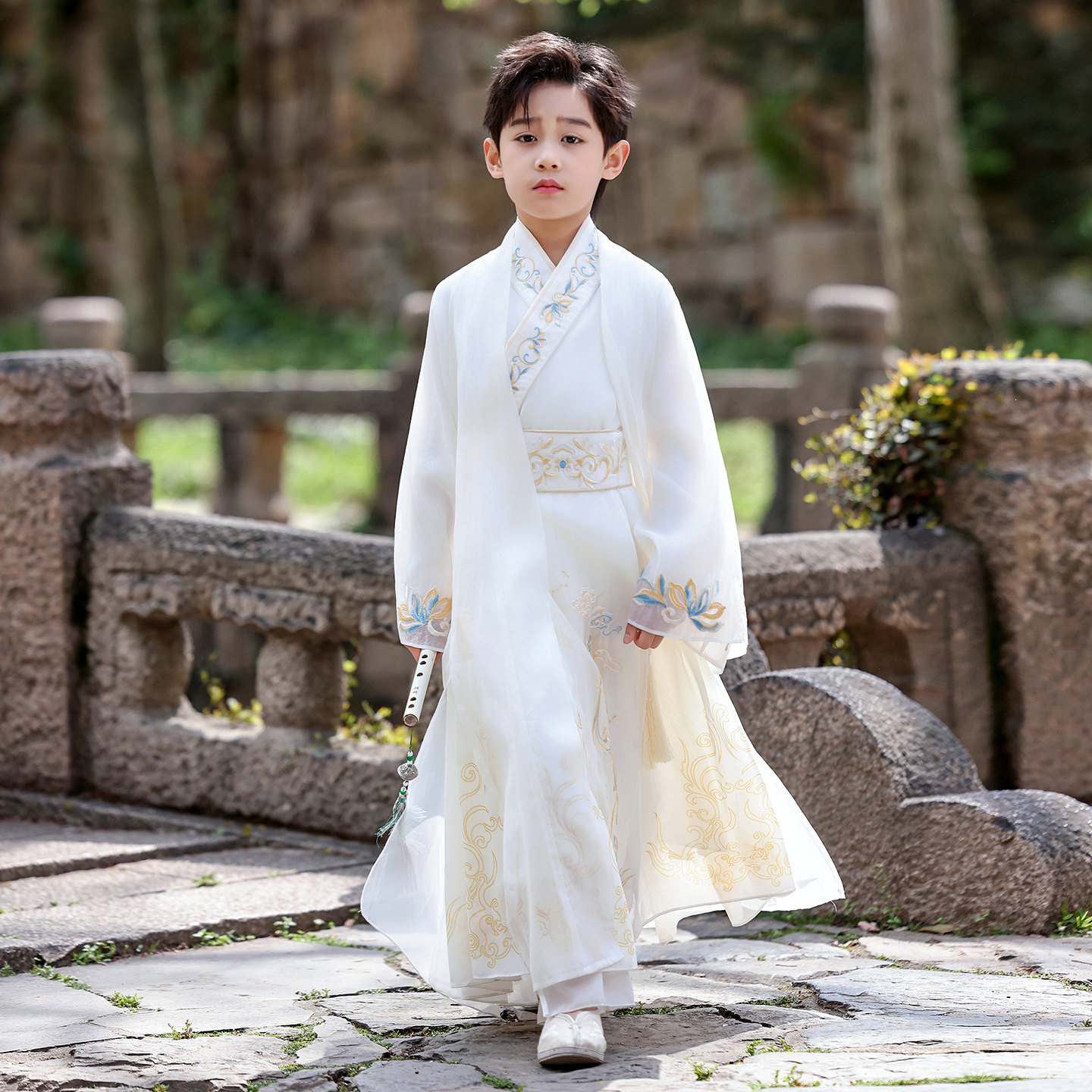 宋制汉服男童夏薄款国风交领帅气男孩古装演出国学服古风儿童唐装