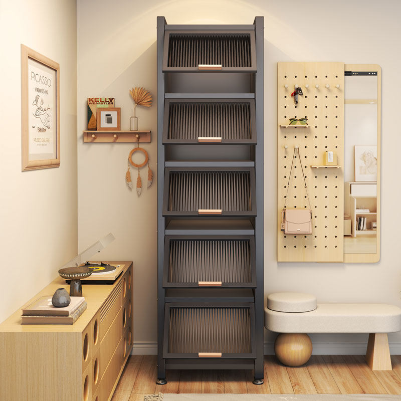 钢制书架落地防尘夹缝书柜铁皮模型展示柜家用收纳柜窄缝收纳柜子