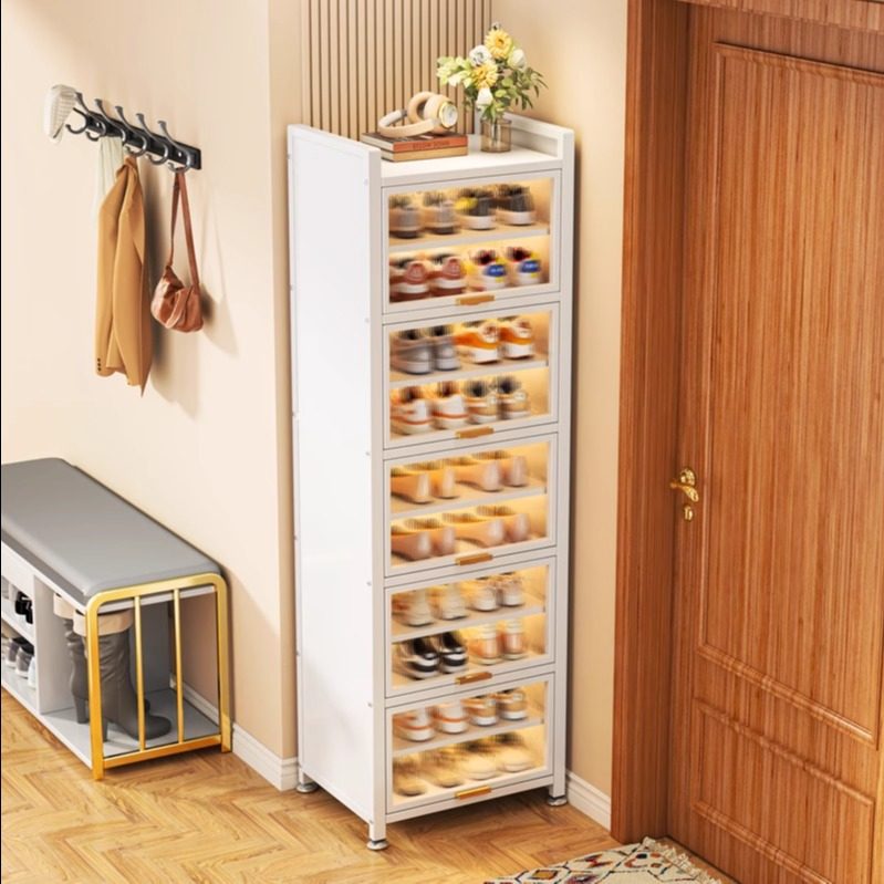 夹缝鞋柜门口入户玄关柜钢制多层带门防尘鞋架家用一体靠墙收纳柜,住宅家具,鞋架,淘宝优惠券,粉丝福利购,淘宝优惠卷