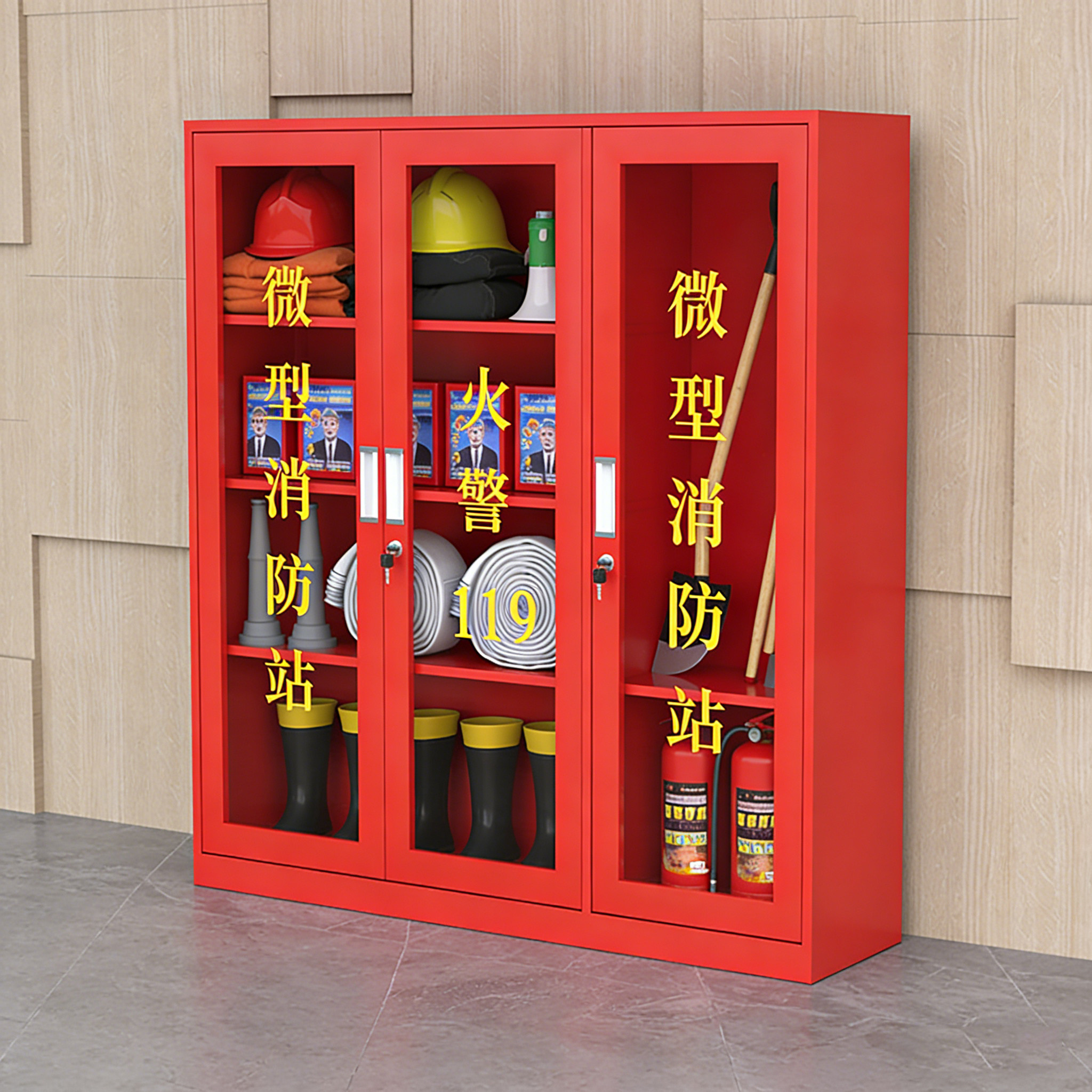 微型消防站器材全套装消防工具展示物资柜灭火器箱建筑工地消防柜
