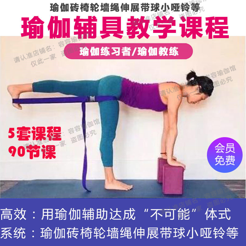 瑜伽辅具教学课程合集零基础绳墙椅子手法初学者私教视频教培教程