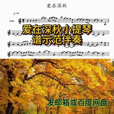 96爱在深秋小提琴谱示范交响伴奏音频C调华语金曲经典老歌时4.37.