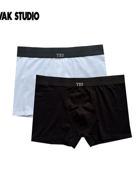 MVAKSTUDIO“YES 系列”经典刺绣平角内裤男中腰95棉舒适透气轻薄