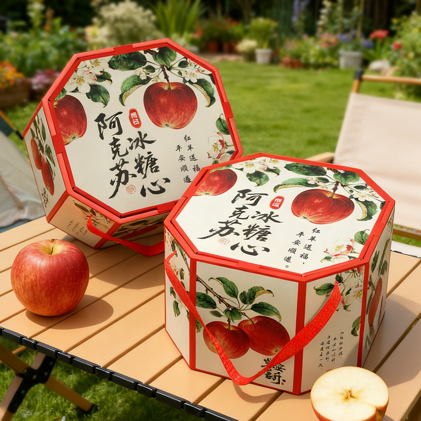新疆阿克苏苹果礼盒包装盒空盒子高档8-10斤红富士冰糖心纸箱定制