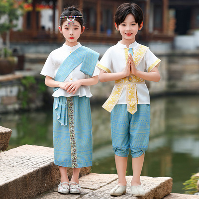 儿童傣族舞蹈演出服男女童西双版纳云南少数民族异域风情旅游服装